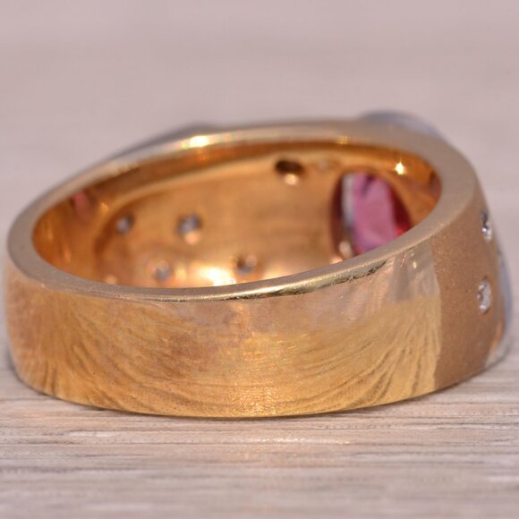 Pink Tourmaline and Diamond Ring in 14K White and Yellow Gold - Picture 4 of 10